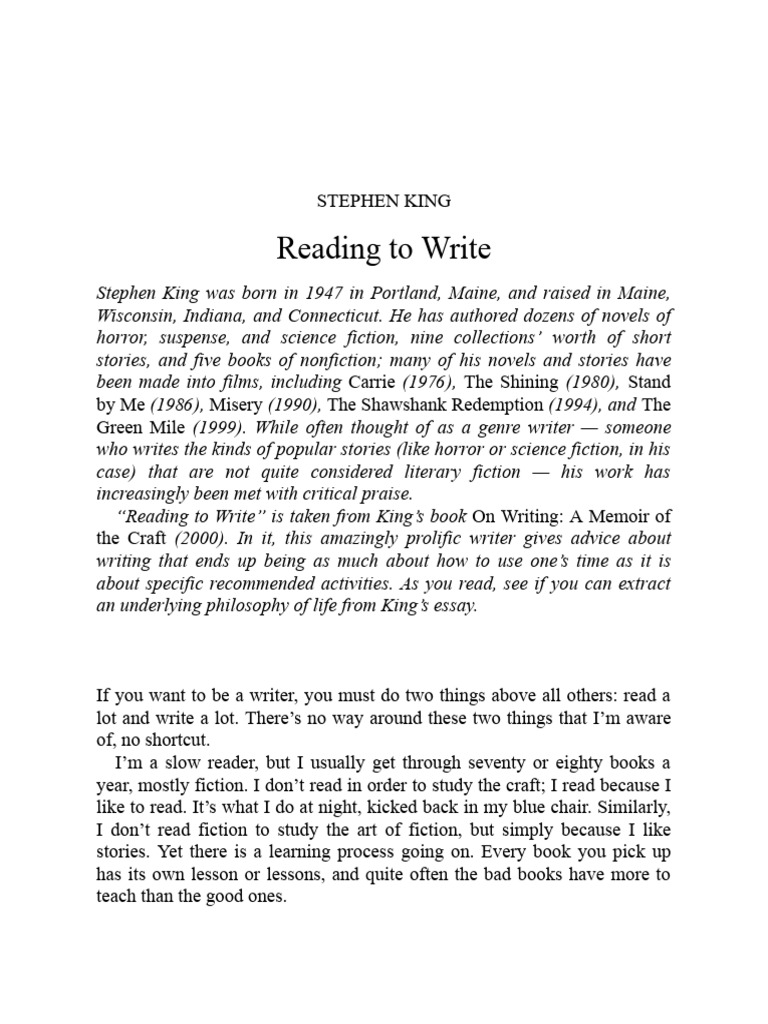 Reading To Write PDF