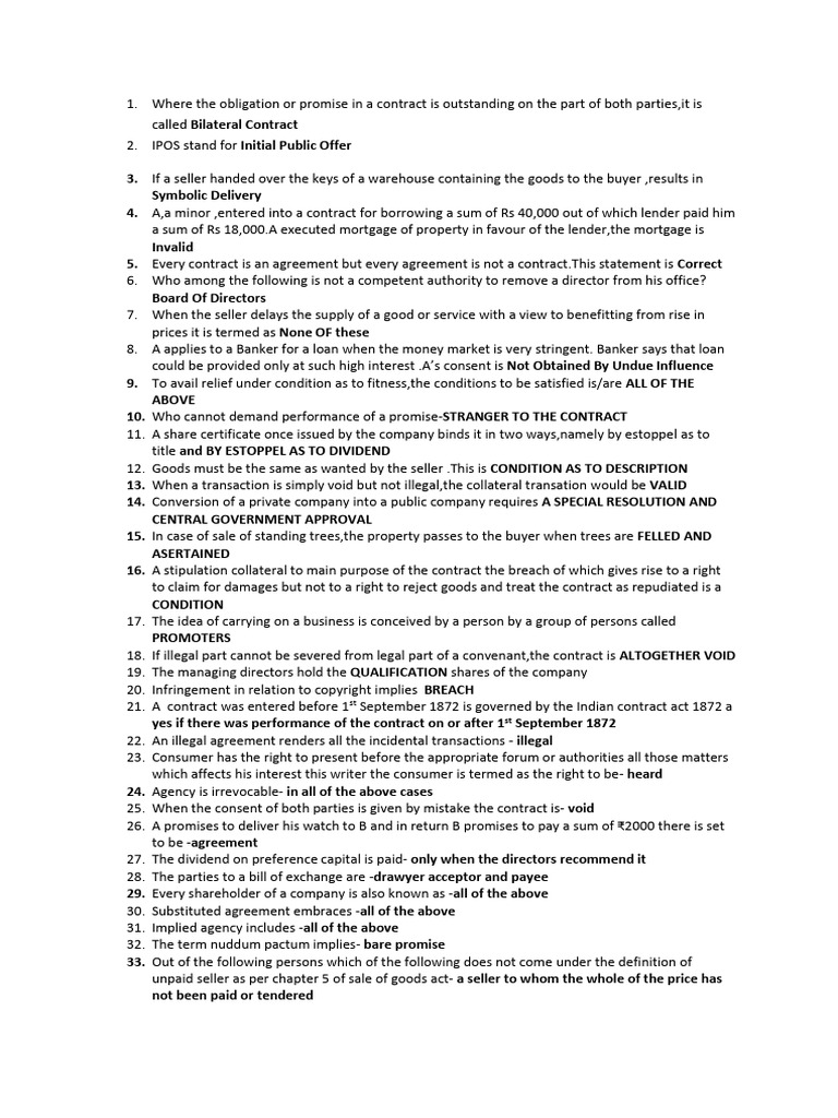 Contract Law Concepts and Definitions | PDF | Finance & Money ...