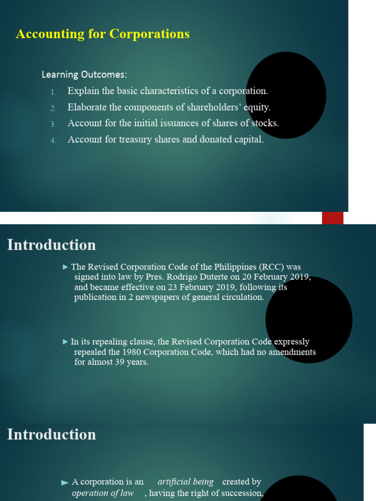 Accounting For Corporations Basic Concepts Pdf Stocks Equity