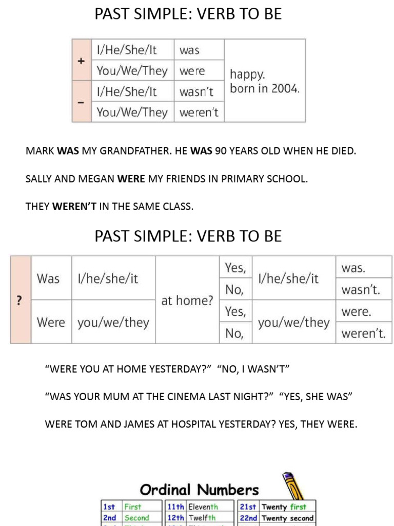past simple of be