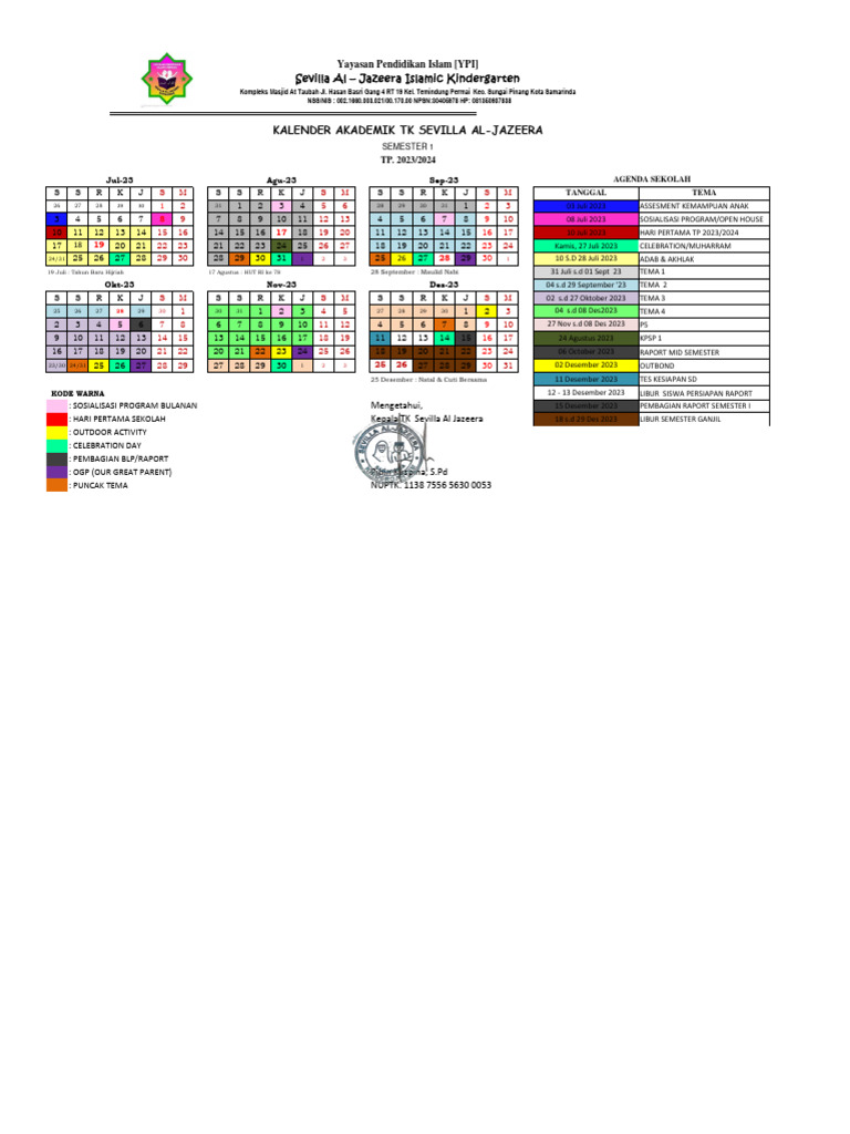KALENDER AKADEMIK SEM 1 | PDF