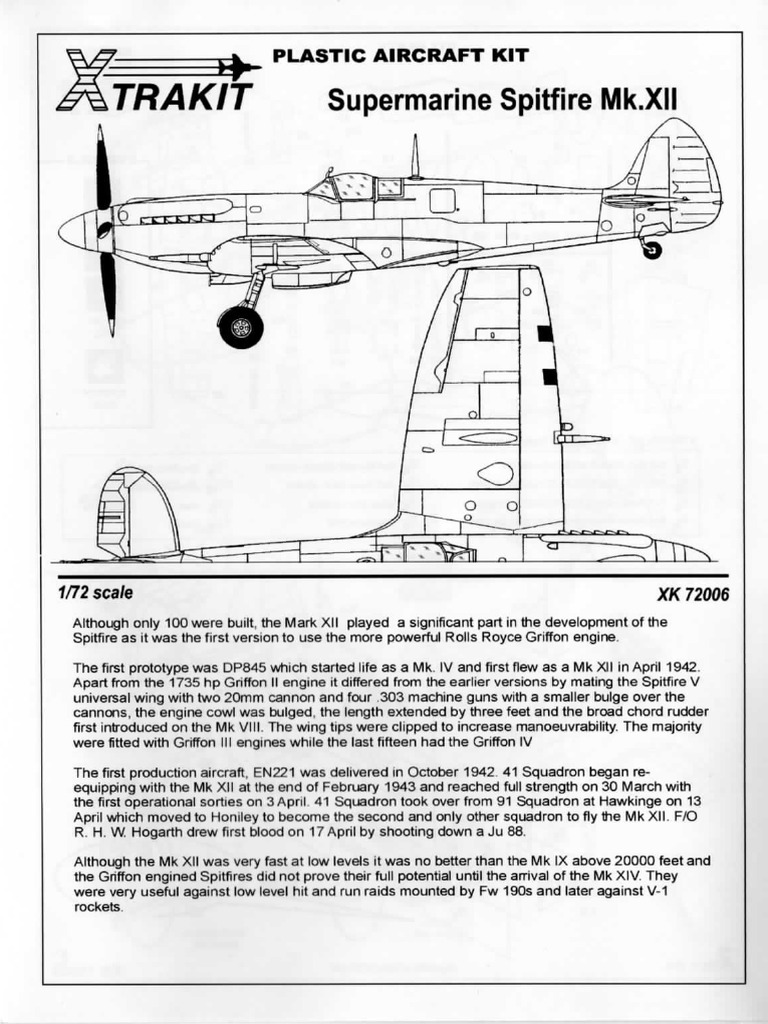 Xtrakit no xk72006 1 72 supermarine spitfire mk xii instructions pdf