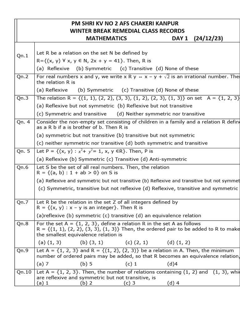 Relation function inverse function pdf