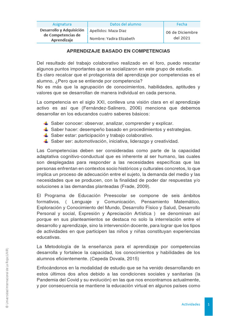 Actividad 1 | PDF | Crecimiento personal y profesional