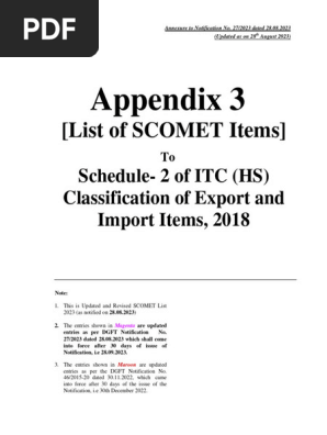 SCOMET LIST 2023 As On 28-08-2023 | PDF