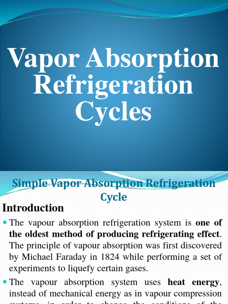 Vapor Absorption and Air Refrigeration Cycle PDF Heat Heat Transfer