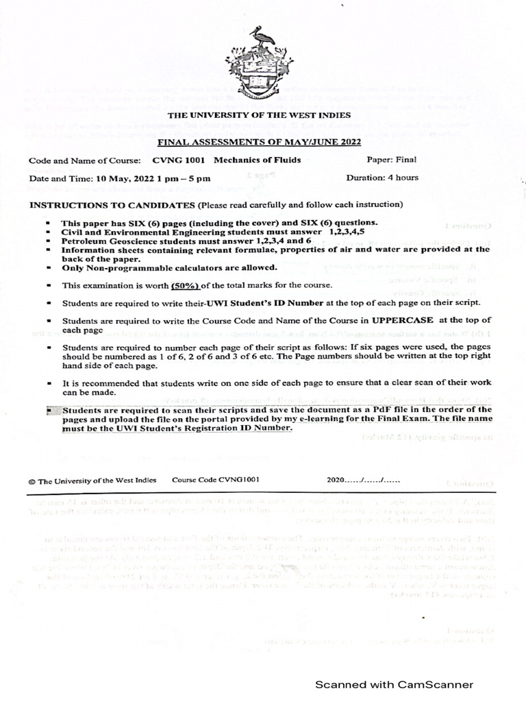 Mech Of Fluids Final Exam 2022 Pdf