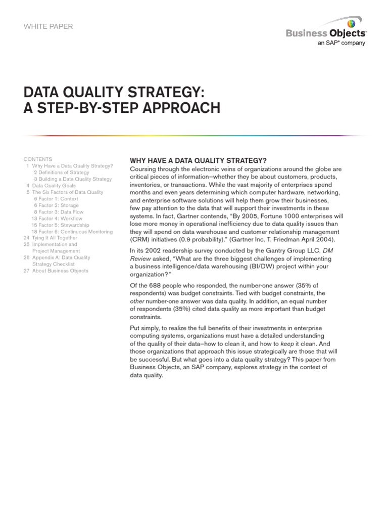 60 Data Quality Strategy A Step by Step Approach | PDF | Data Quality ...