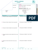 7.SINIF EŞİTLİK Ve DENKLEM PROBLEMLER ÇALIŞMA KAĞIDI