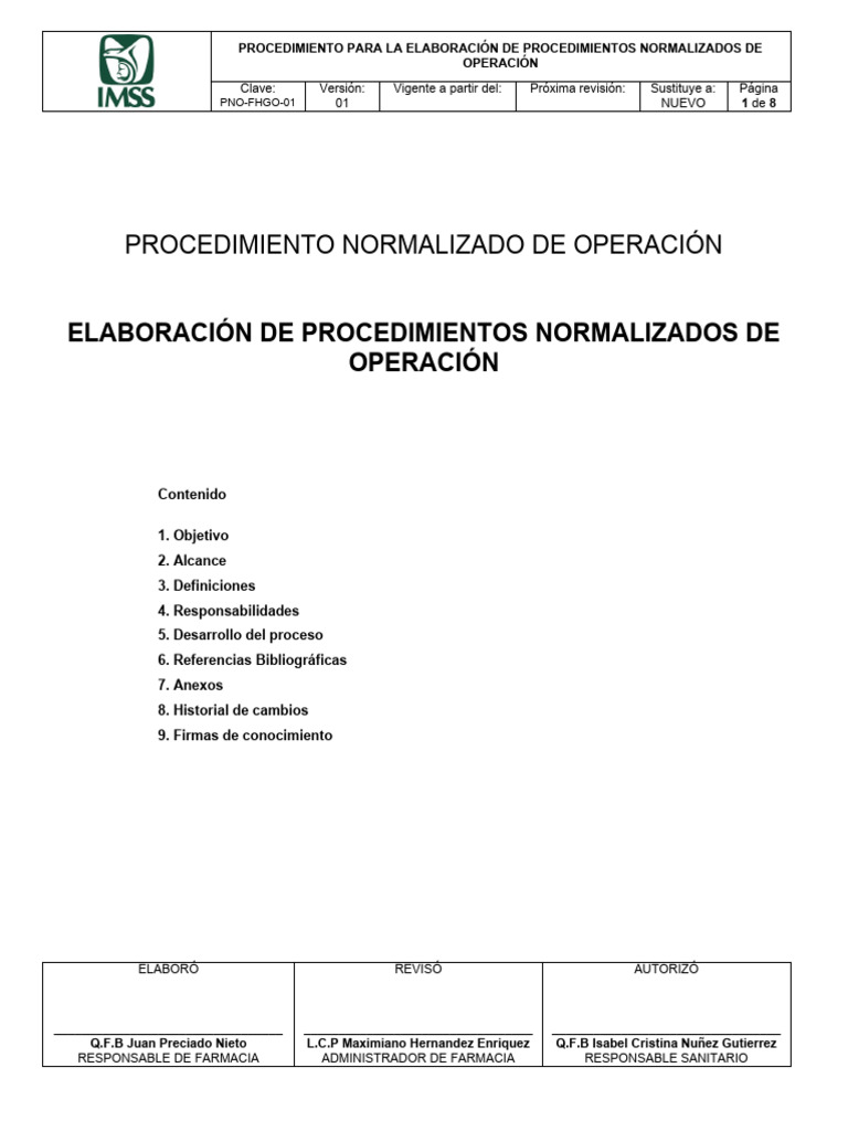 PNO-SD-01 Elaboración de PNOs | PDF