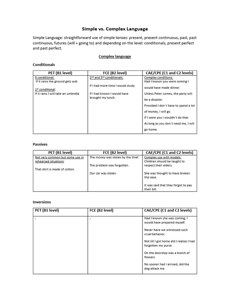 Simple vs Complex | PDF | Syntax | Language Mechanics