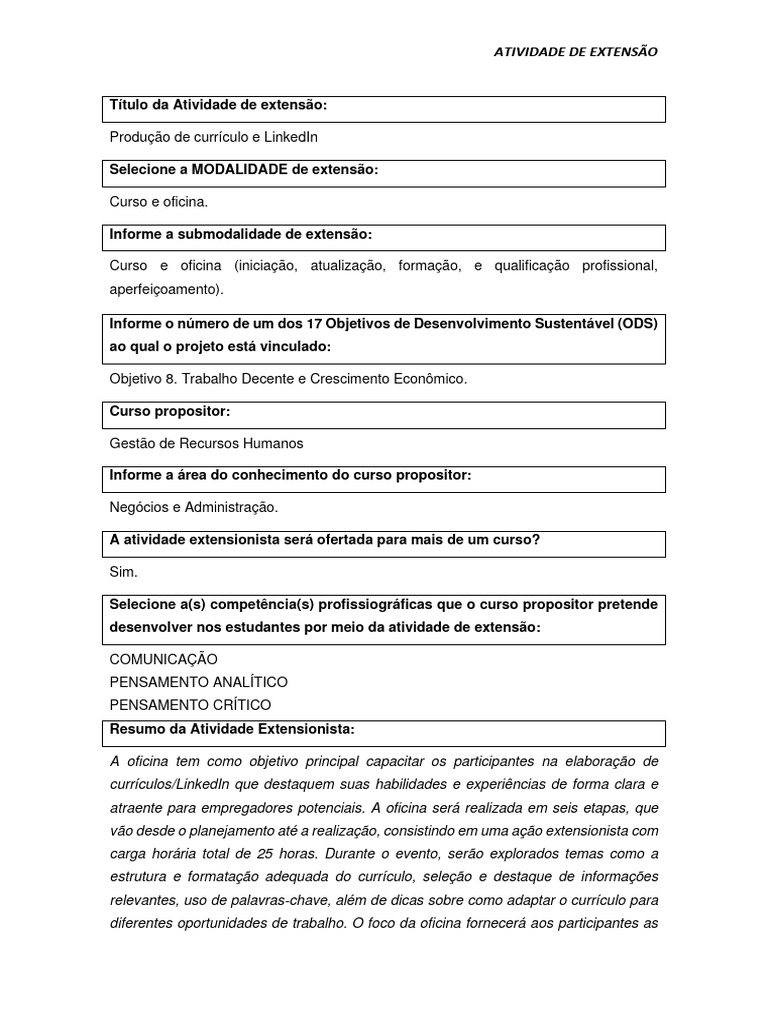 Produção De Currículo E Linkedin Pdf Recrutamento