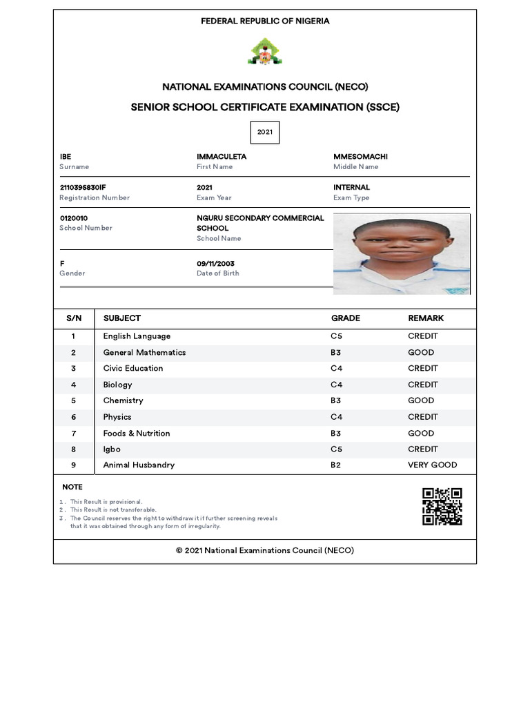 NECO Results Portal PDF