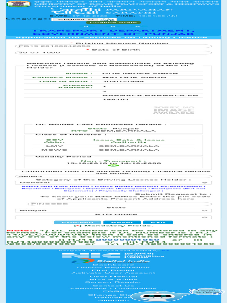 Driving Licence Application Details | PDF | Driver's License | Vehicles
