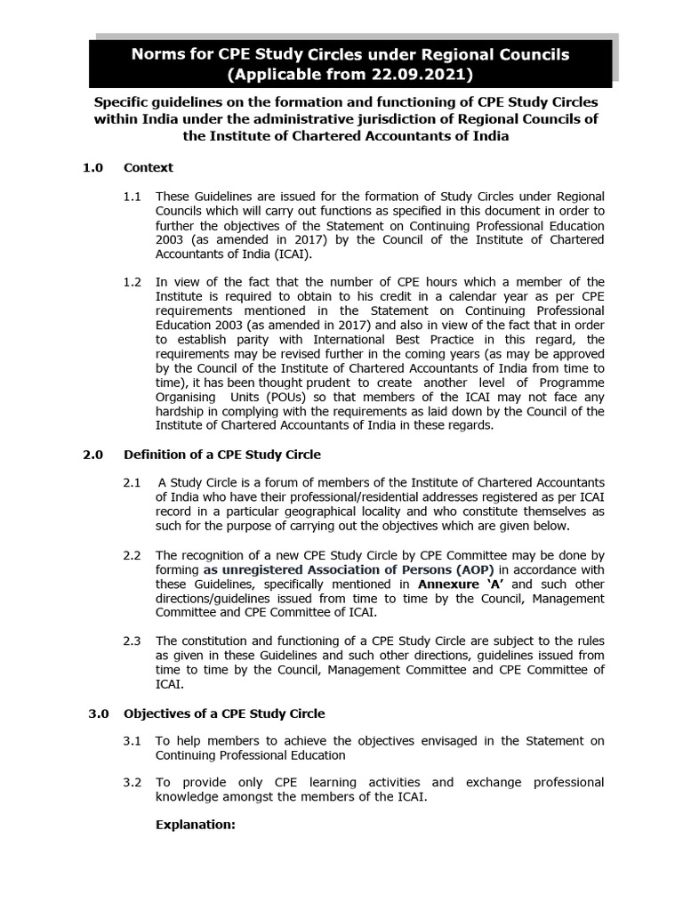 CPE Study Circle Formation Guidelines | PDF | Audit | Fee