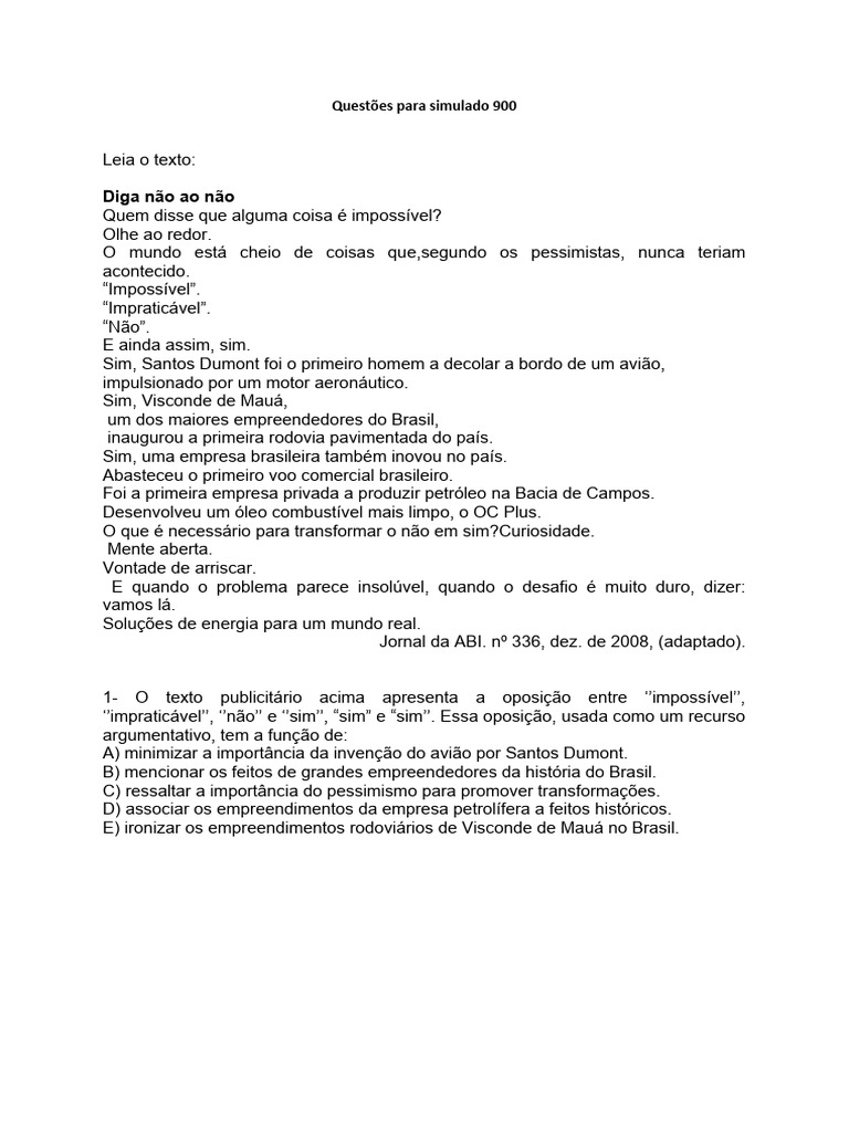 Questões de Simulado 900 para Estudo | PDF