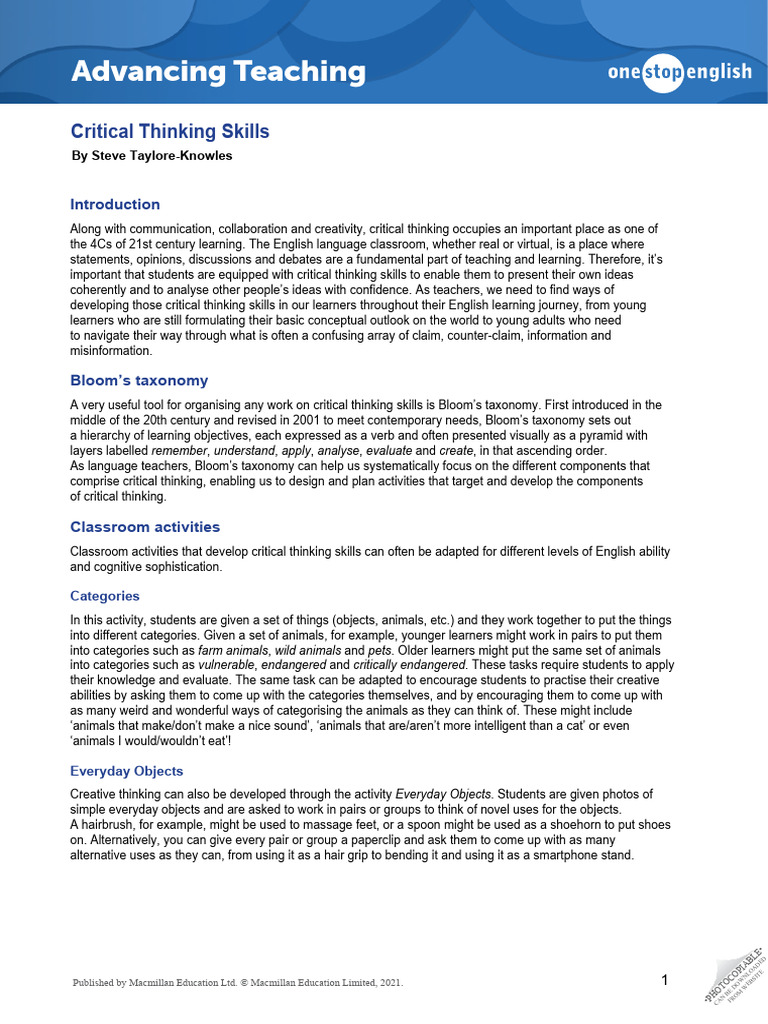 GS Critical Thinking Skills | PDF