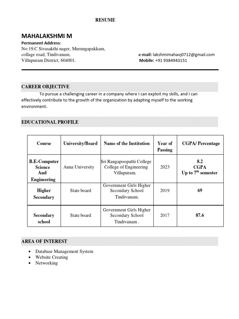 Resume 1 | PDF