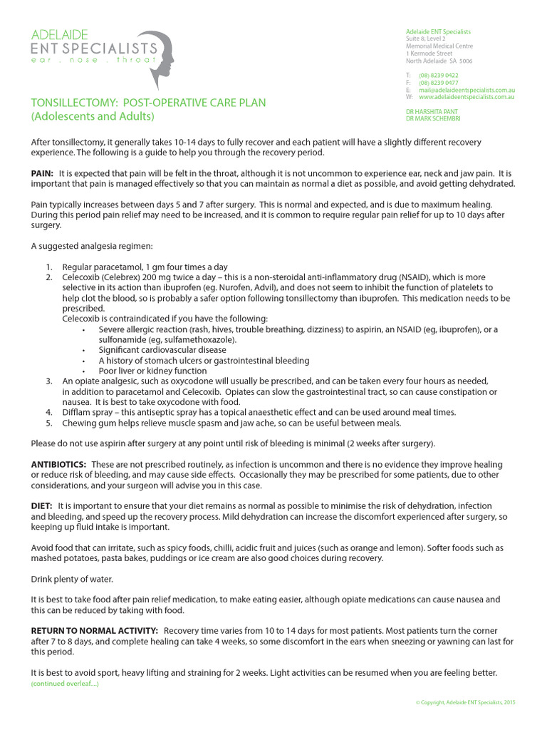 tonsillectomy-adult-post-operative-care-plan-pdf
