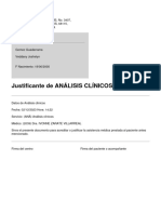 Justificante de ANÁLISIS CLÍNICOS: Paciente