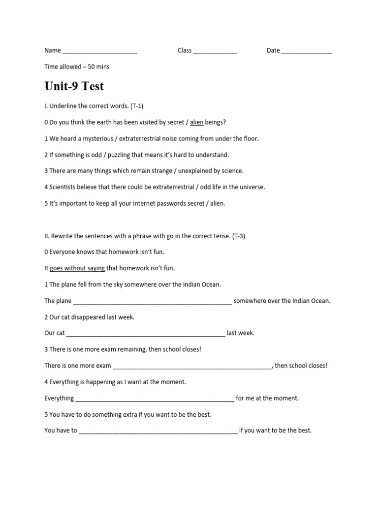 English Grammar Test: Units 9-10 | PDF | Career & Growth | Foreign ...