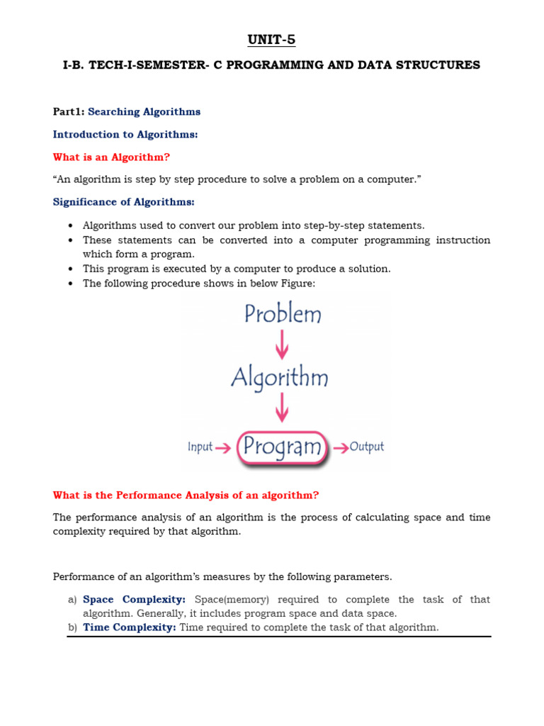 UNIT5 Part1 Sorting&Searching | PDF | Algorithms | Time Complexity
