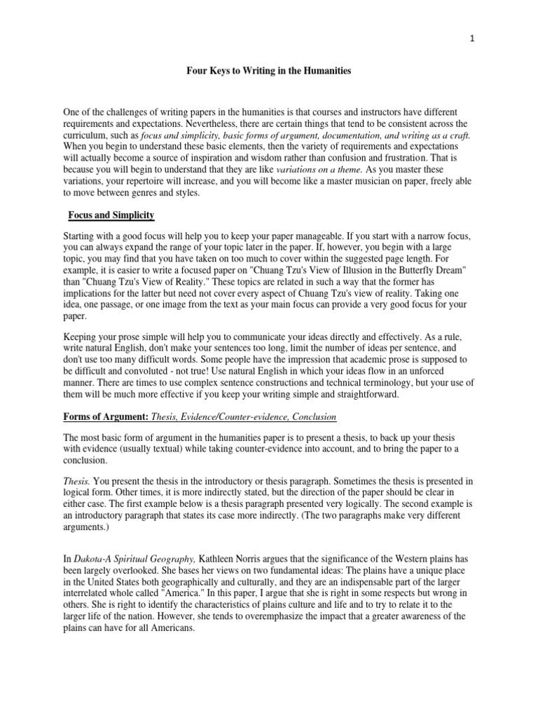 Keys to Effective Humanities Writing | PDF