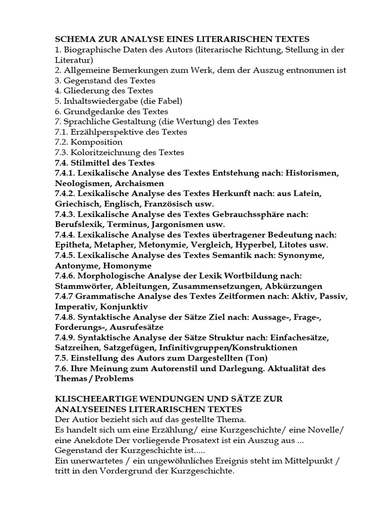 Schema Zur Textanalyse | PDF