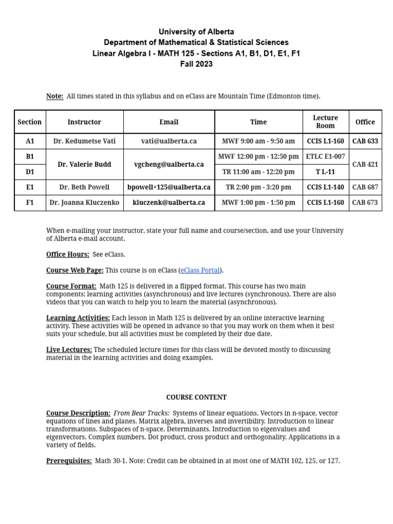 Math 125 syllabus pdf
