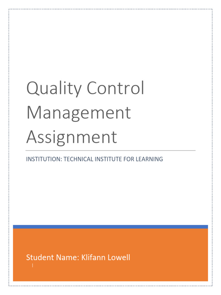 Quality Control Management Assignment | PDF | Life Cycle Assessment ...