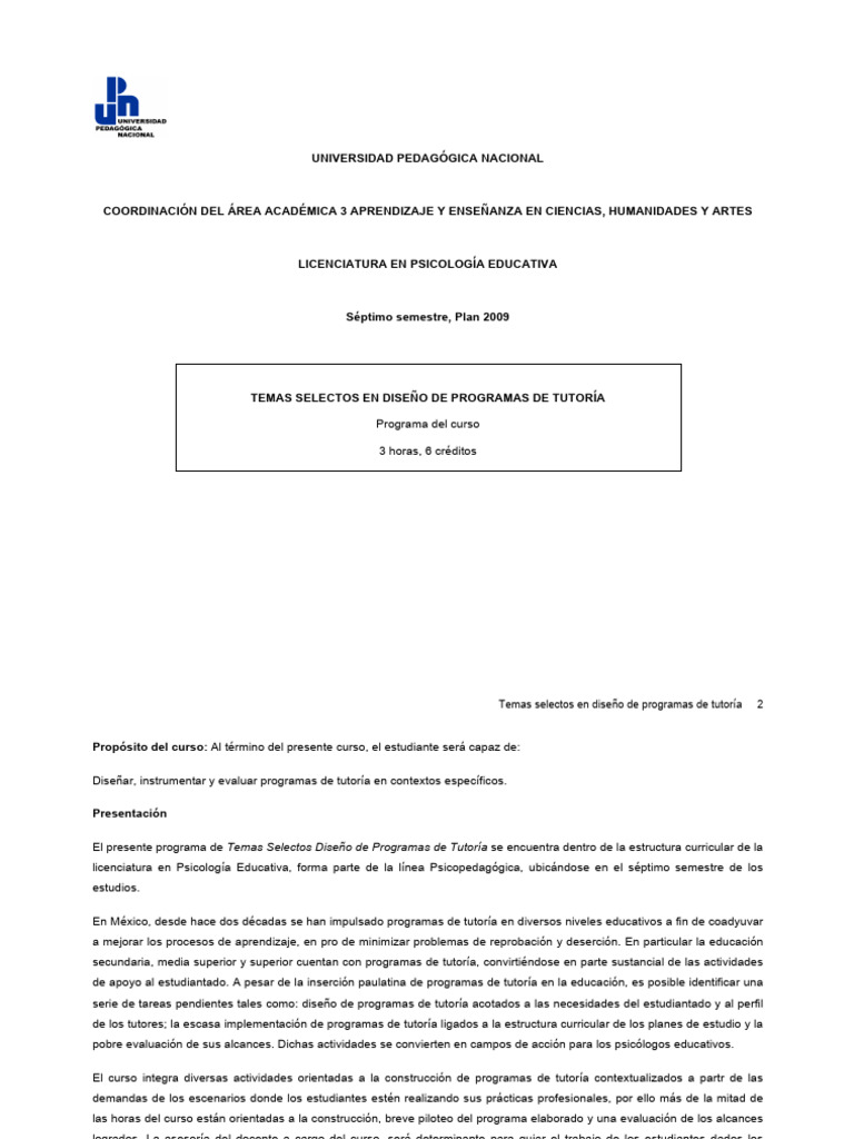 Diseno de Programas de Tutoria-PROGRAMA | PDF | Crecimiento personal y ...