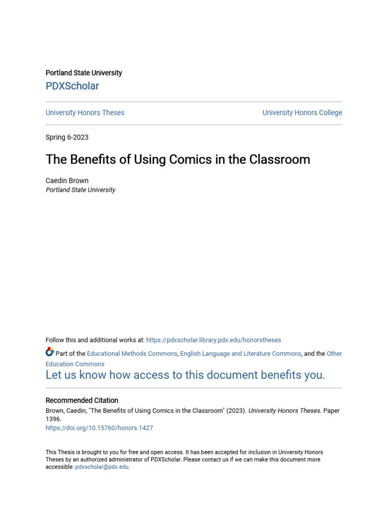 The Benefits of Using Comics in The Classroom | PDF