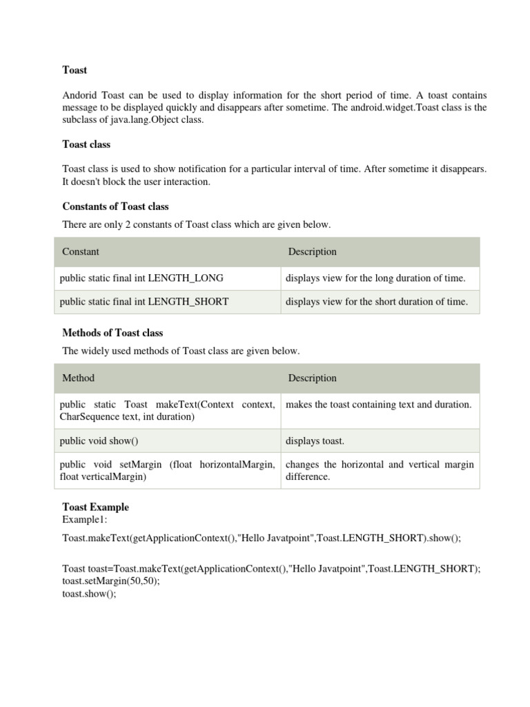 Toast PDF Android (Operating System) Computer Engineering