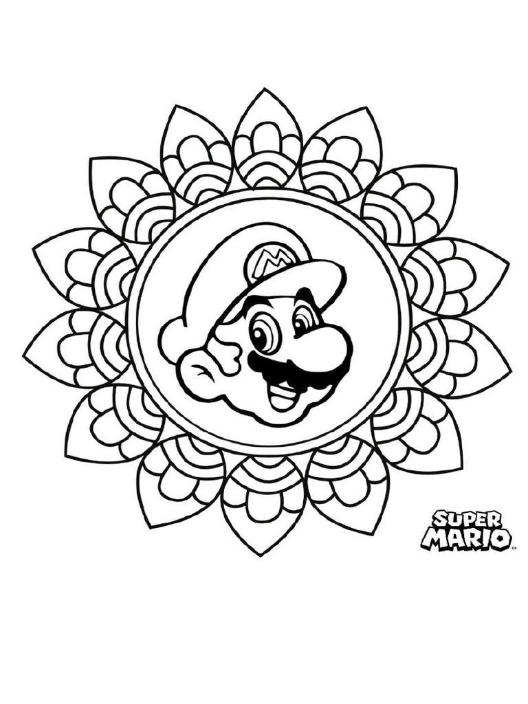 Mario Coloring Page Monday Mandala