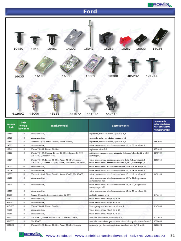 Ford Transit Fastener Catalog PDF | PDF