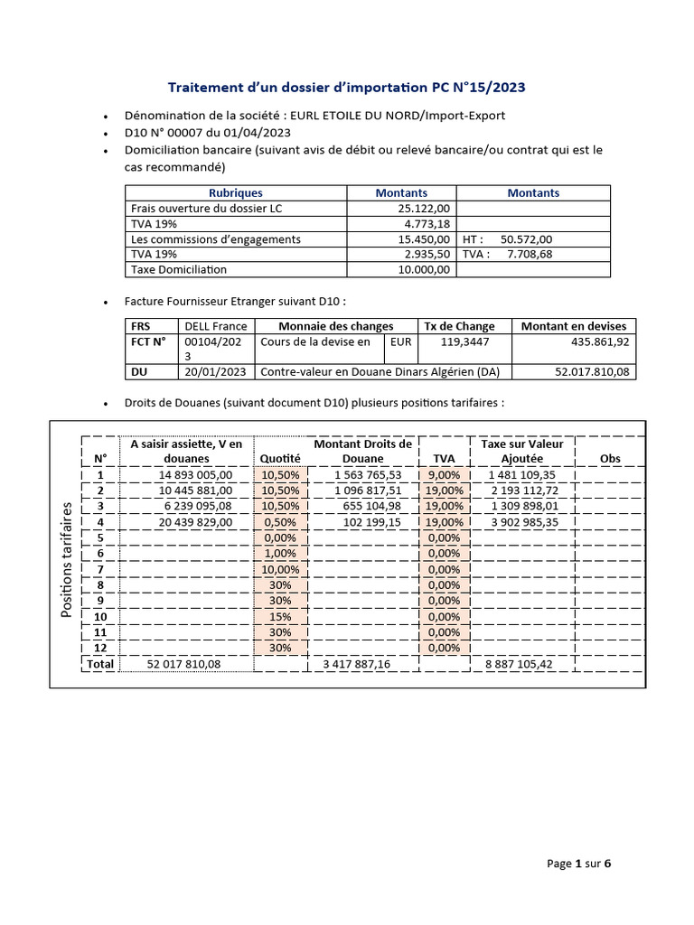 Dossier Importation | PDF