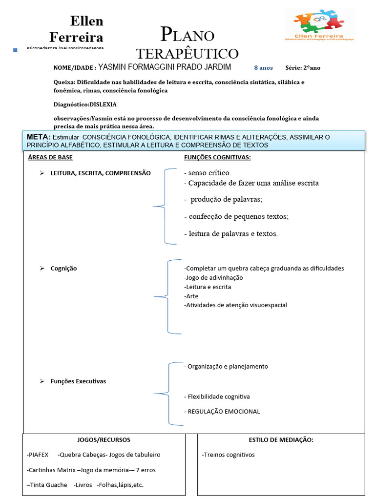 Plano Terapeutico-Lucas-Tea | PDF
