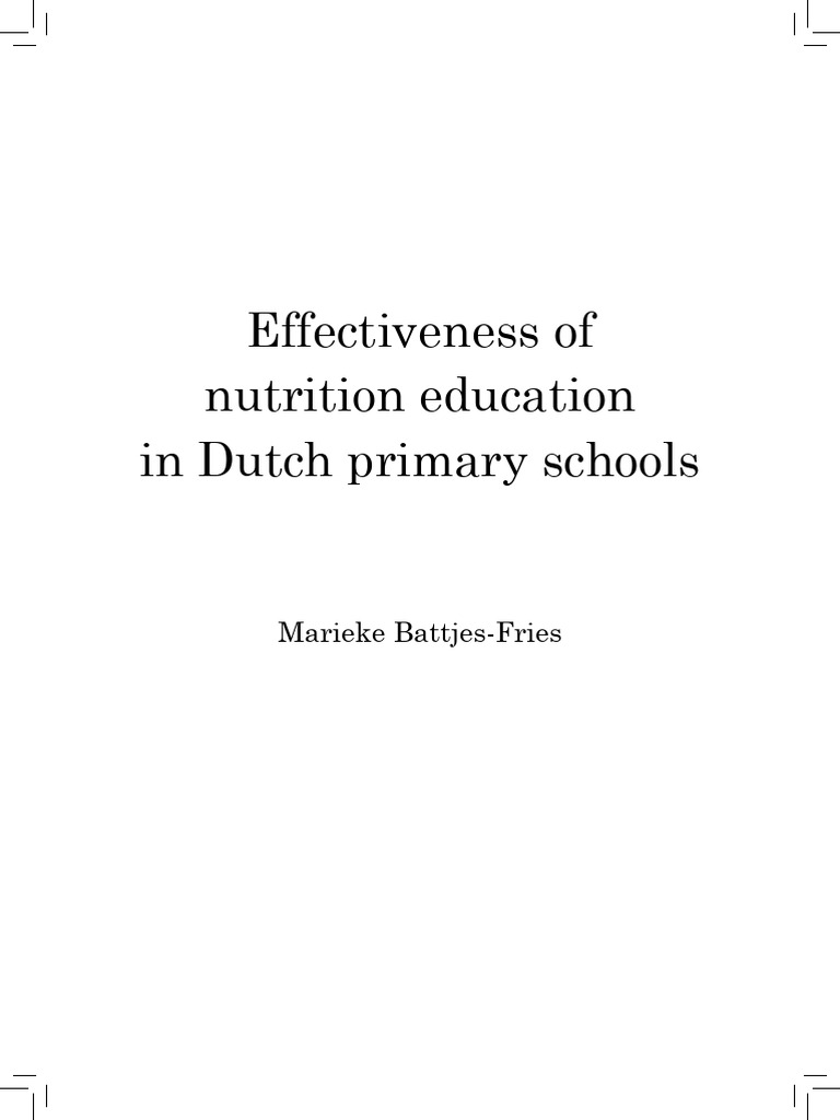 Proefschrift Effectiveness of Nutrition Education in Dutch Primary ...