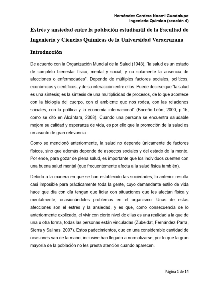Estrés y ansiedad en estudiantes de Ingeniería | PDF | Relaciones ...