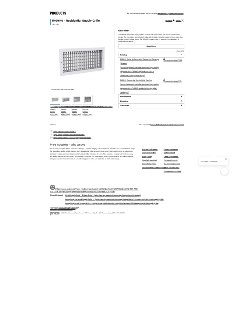 S-1 Residential Supply Grille - Grilles - Price Industries | PDF
