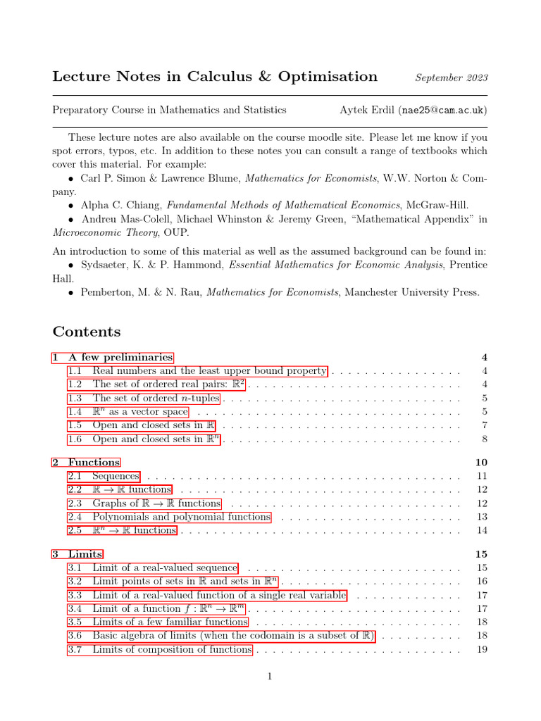 MPhil Prep Course Lecture Notes | PDF