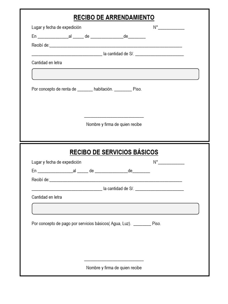 RECIBO DE ARRENDAMIENTO | PDF