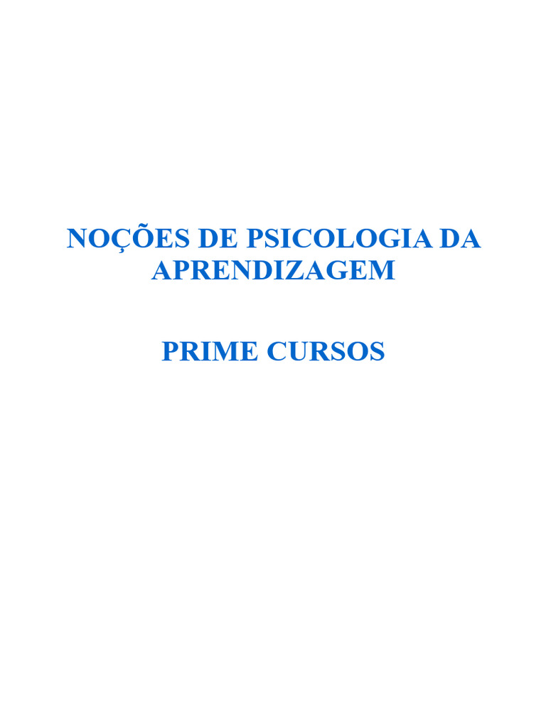Psicologia da Aprendizagem: Fundamentos e Teorias | PDF | Aprendizado ...