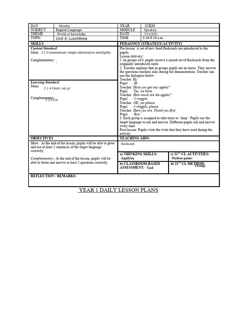 Lesson plan week 34 pdf