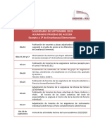 Calendario Septiembre Alumnos Pruebas de Acceso Excepto 1 E.E. 4