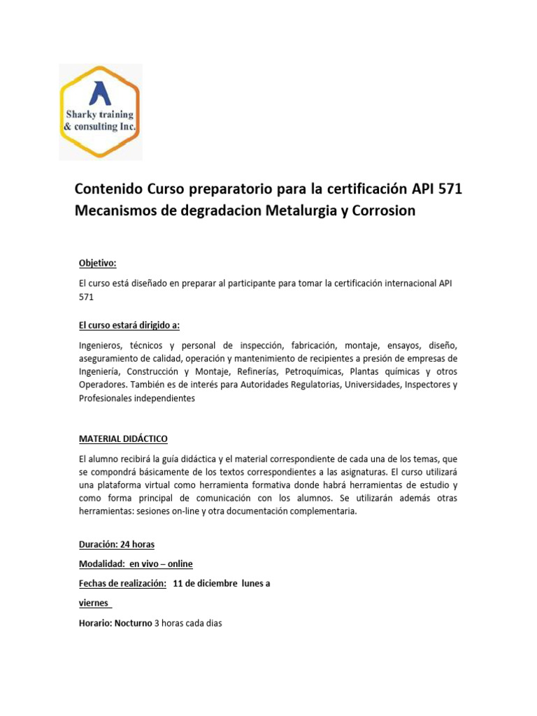 Curso API 571: Metalurgia y Corrosión | PDF | Tecnología