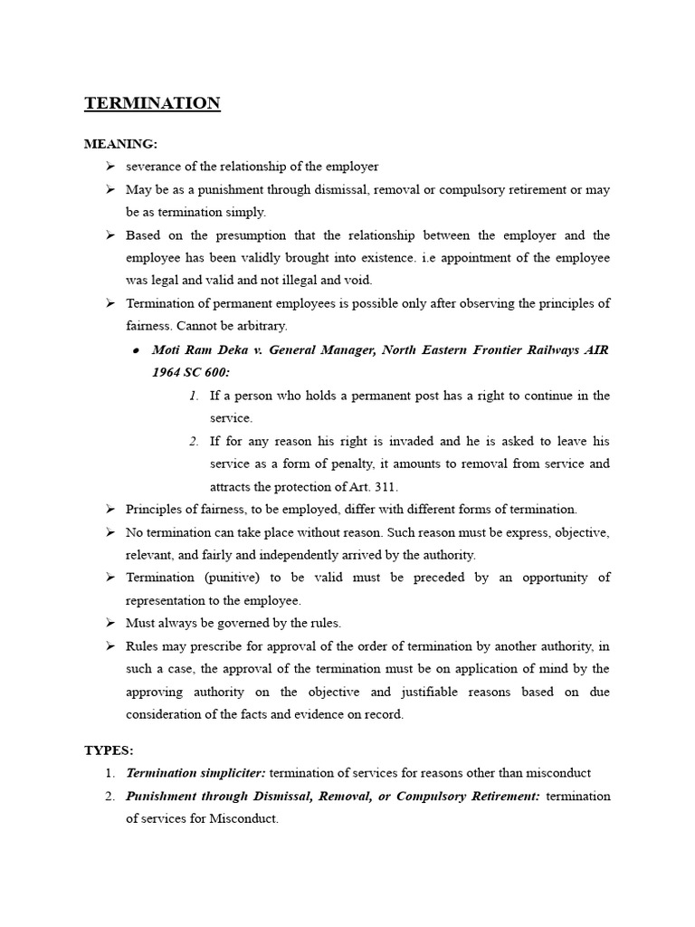 Understanding Termination in Service Law | PDF | Career & Growth ...