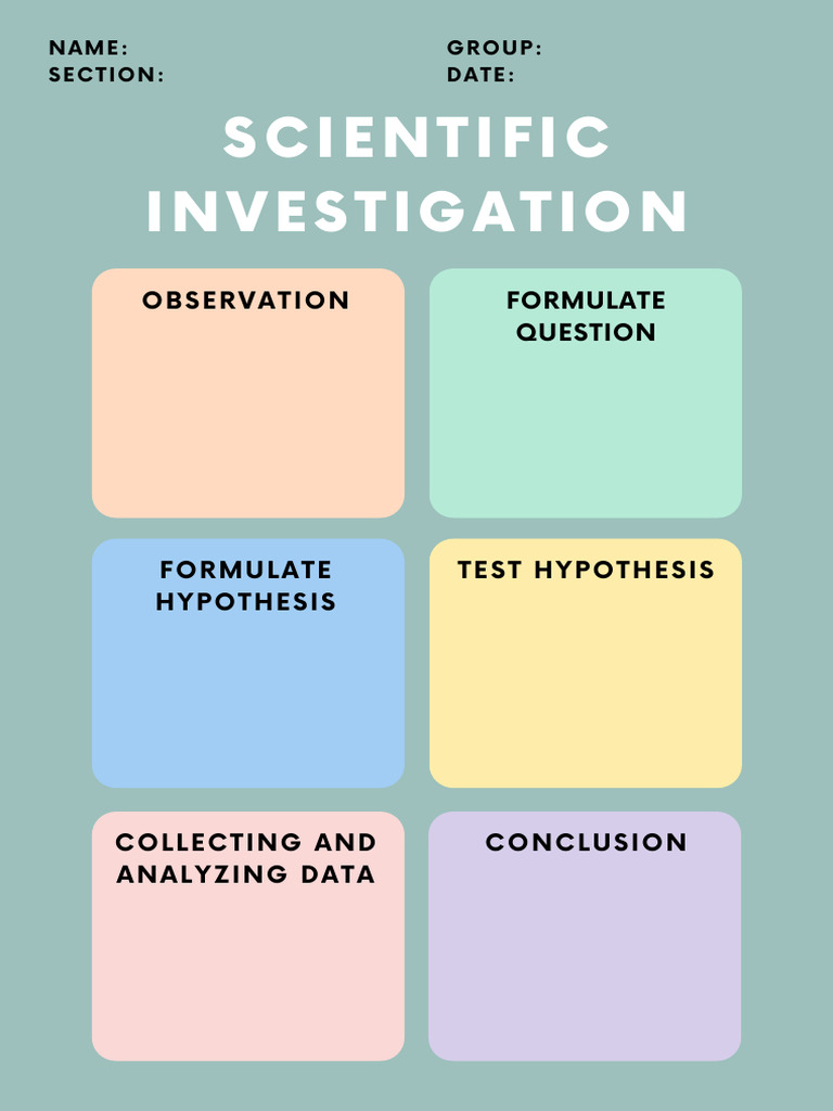 Scientific Investigation Worksheet Template PDF