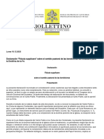 Declaración "Fiducia Supplicans" Sobre El Sentido Pastoral de Las Bendiciones Del Dicasterio para La Doctrina de La Fe