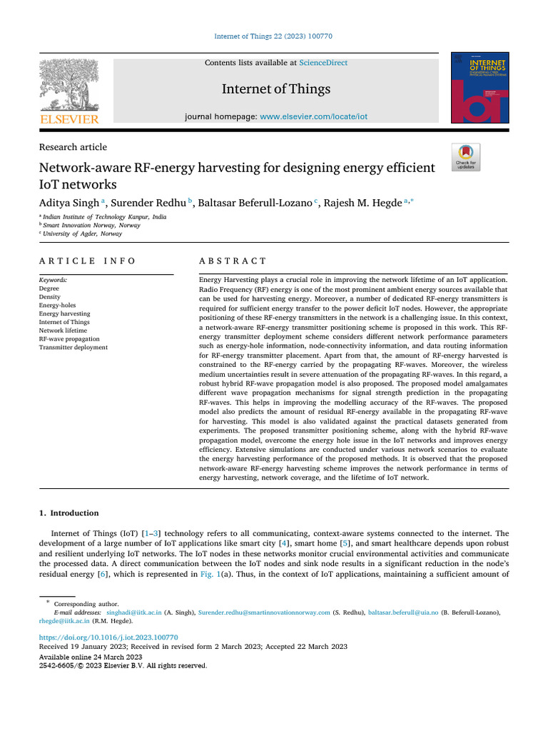 Network-Aware RF-energy Harvesting For Designing Energy Efficient | PDF ...
